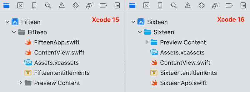 Xcode 15 & 16 Project navigators