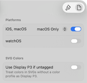 Icon document settings