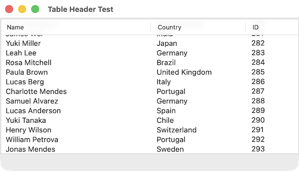 Final working layout with spacing above and left of table view